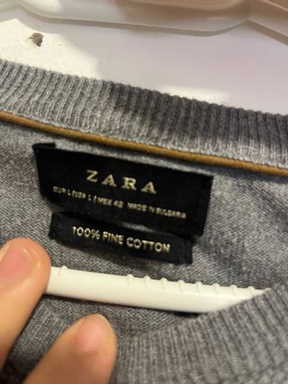 Jersey Zara Gris con Parches Marrones