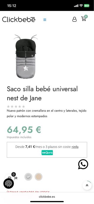 Saco invierno Jané para carrito bebé