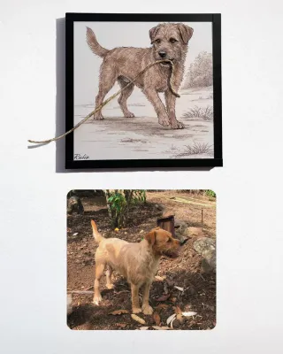 Retrato mascotas personalizado con marco