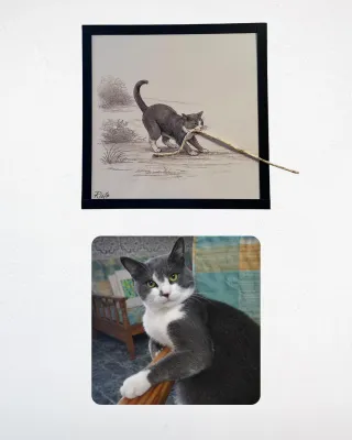 Retrato mascotas personalizado con marco