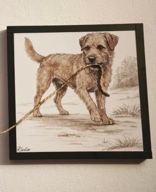 Retrato mascotas personalizado con marco