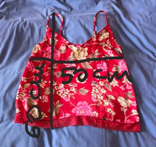 Pijama Satinado Mujer Estampado Floral Rojo