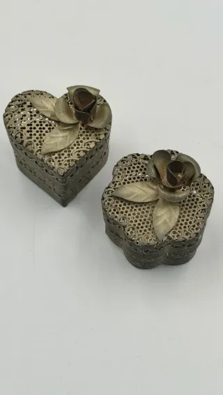 Pareja Joyeros Vintage Corazón y Flor