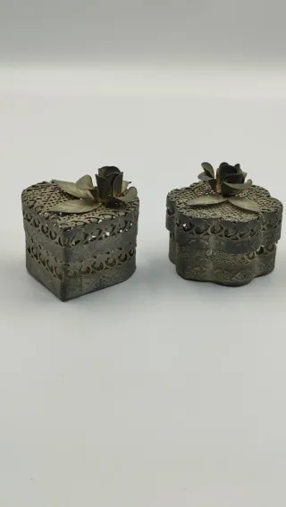 Pareja Joyeros Vintage Corazón y Flor