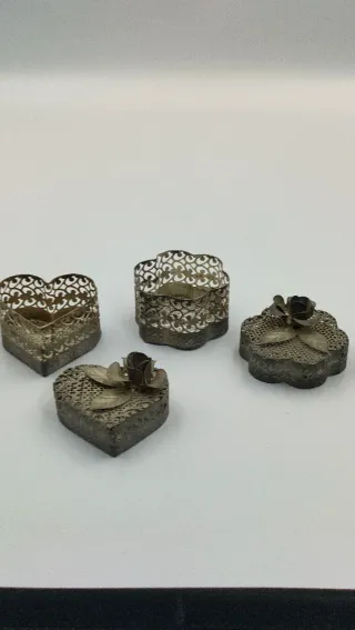 Pareja Joyeros Vintage Corazón y Flor