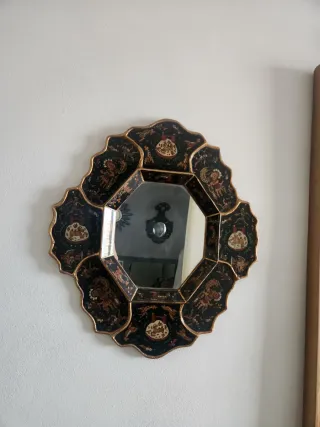 Espejo Antiguo Octogonal Hecho a Mano
