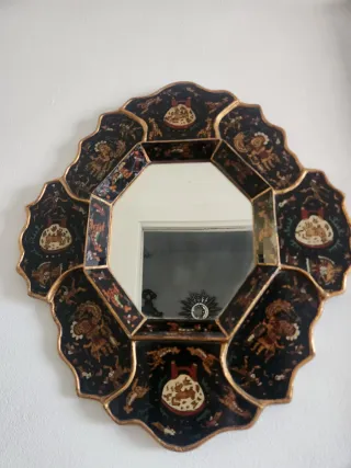 Espejo Antiguo Octogonal Hecho a Mano