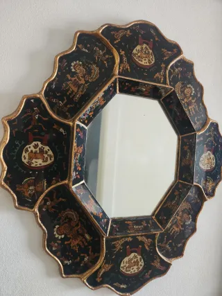 Espejo Antiguo Octogonal Hecho a Mano