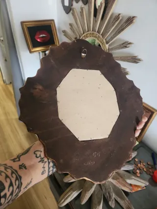 Espejo Antiguo Octogonal Hecho a Mano