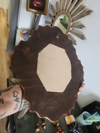 Espejo Antiguo Octogonal Hecho a Mano