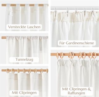 TOPICK Cortinas con Cinta Fruncida Lino Opacas Asp