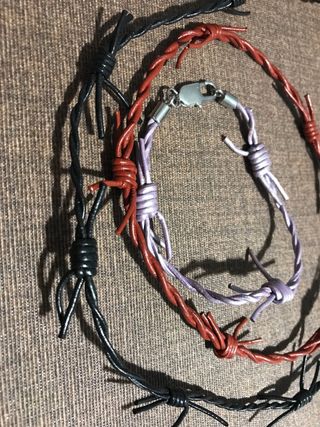 Pulsera Hombre Cuero Trenzado Negro y Acero