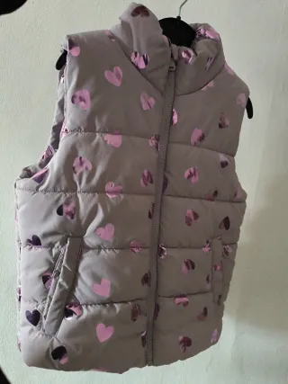 Chaleco infantil malva corazon