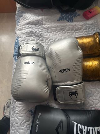 Espilleras y guantes kickboxing y taekwondo