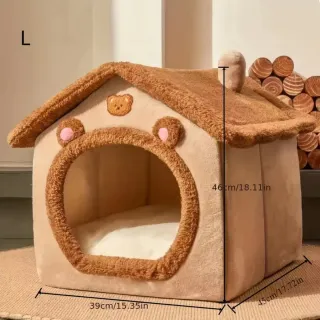 Cama Casa para Mascotas Beige y Marrón