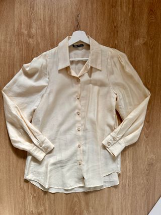 Camisa Oversize Zara Popelín S Amarillo Mantequill