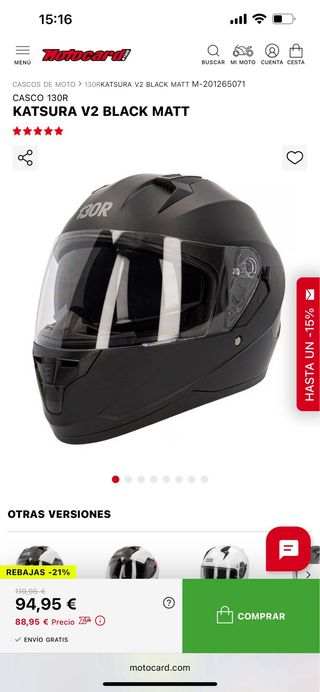Casco Moto 130R Talla XS Visor Solar
