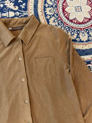 Camicia scamosciata Made in Italy tabacco