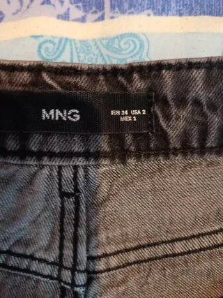 Pantalón Mango Talla 34 Gris