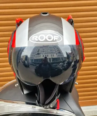 Casco Moto Modular Roof Negro Rojo