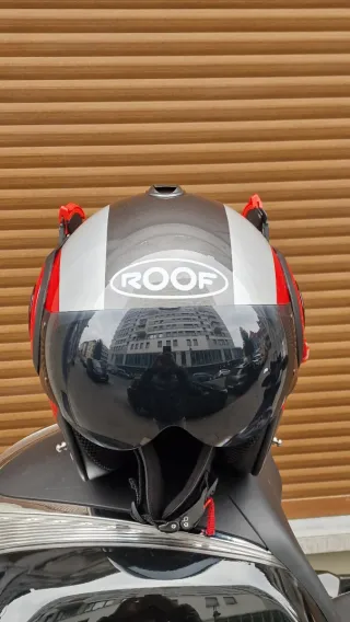 Casco Moto Modular Roof Negro Rojo