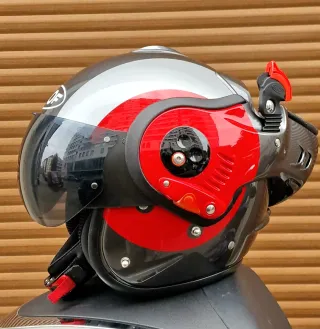 Casco Moto Modular Roof Negro Rojo