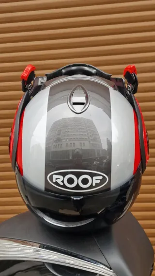 Casco Moto Modular Roof Negro Rojo