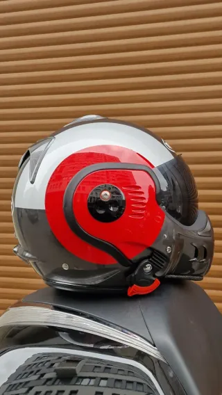 Casco Moto Modular Roof Negro Rojo