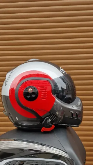 Casco Moto Modular Roof Negro Rojo
