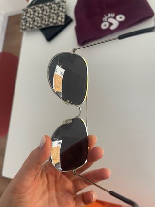 Gafas de sol aviador plateadas y marrones