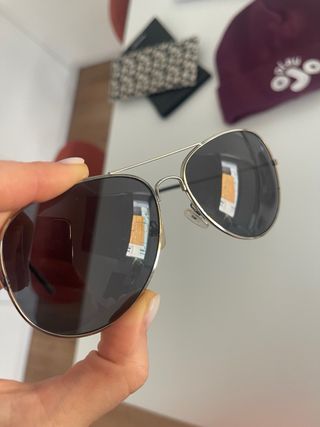 Gafas de sol aviador plateadas y marrones