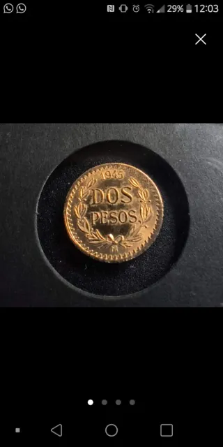 Moneda de Oro Dos Pesos México 1945