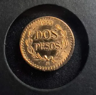 Moneda de Oro Dos Pesos México 1945