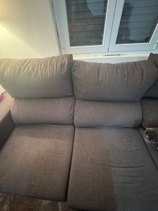 Sofá chaise longue tela marrón/gris