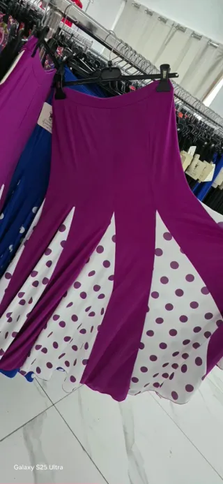Falda Flamenco con Quillas Morado/Blanco