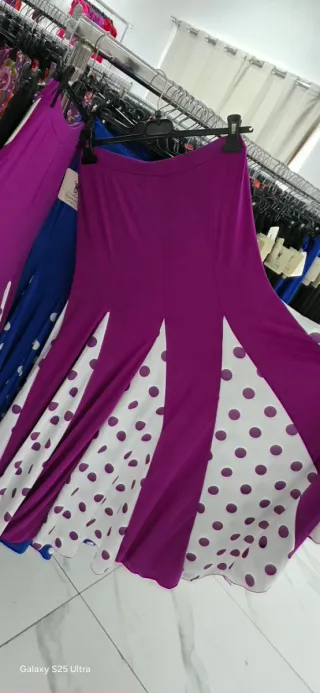 Falda Flamenco con Quillas Morado/Blanco