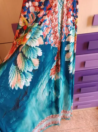 Vestido largo estampado mujer