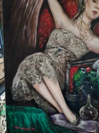 Cuadro al óleo Mujer en sillón