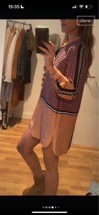 Camisa estampada naranja y morada