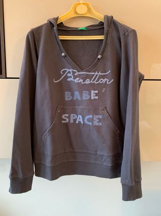 Felpa donna Benetton con cappuccio grigia tg M