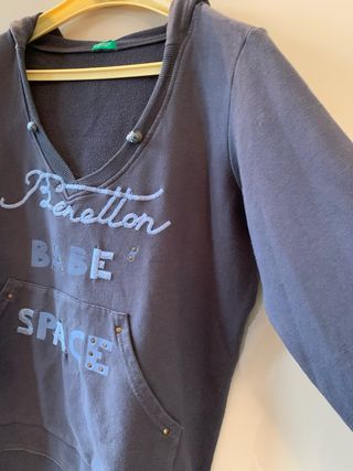 Felpa donna Benetton con cappuccio grigia tg M