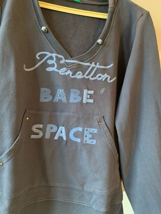 Felpa donna Benetton con cappuccio grigia tg M