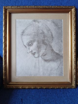 Coppia stampe artistiche con cornice dorata