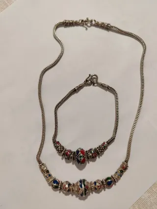 Conjunto plata y esmalte