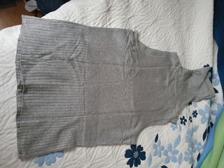 Jersey cuello alto sin mangas mujer gris