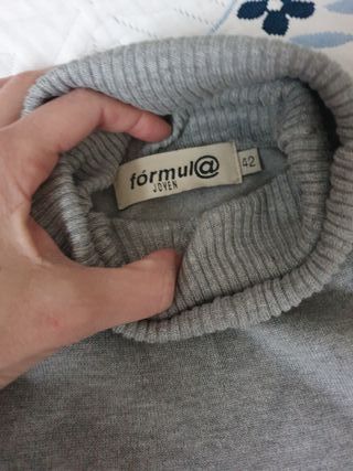 Jersey cuello alto sin mangas mujer gris