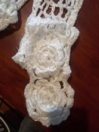 Juego Gorro y Bufanda Lana Blanca x 2