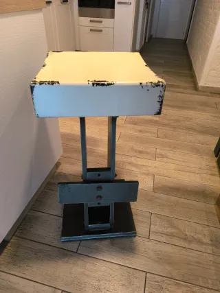 2 Taburetes Vintage Madera Crema/Gris