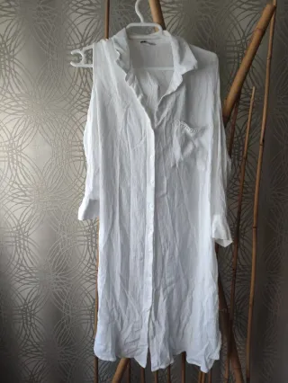 Camisa larga blanca mujer talla M papaya