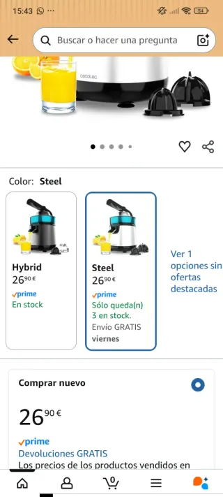 Exprimidor Cecotec Essentialvita 120W